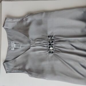 Gray Silver Top Sleevless Ruched Chunky Jeweled Regency Core Size Small